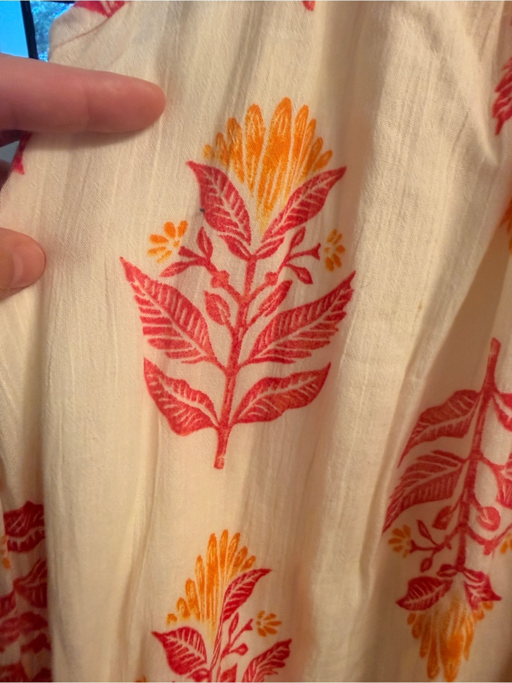 🌺Old Navy Cream Maxi Skirt with Pink & Yellow Leaf Print - Picture 3 of 6